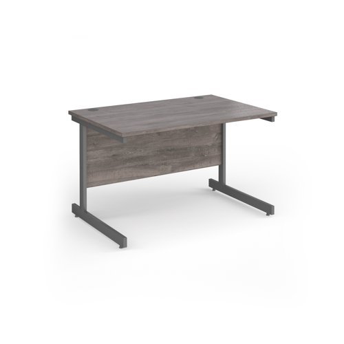 Contract 25 straight desk with graphite cantilever leg 1200mm x 800mm - Grey Oak Top - CC12S-G-GO