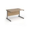 Contract 25 straight desk with graphite cantilever leg 1200mm x 800mm - Kendal Oak Top - CC12S-G-KO