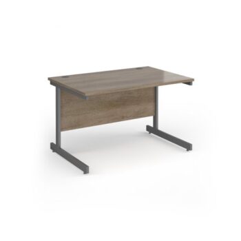 Contract 25 straight desk with graphite cantilever leg 1200mm x 800mm - Nebraska Oak Top - CC12S-G-NO