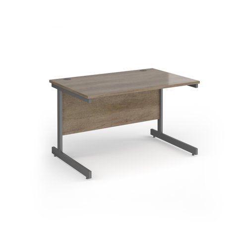 Contract 25 straight desk with graphite cantilever leg 1200mm x 800mm - Nebraska Oak Top - CC12S-G-NO