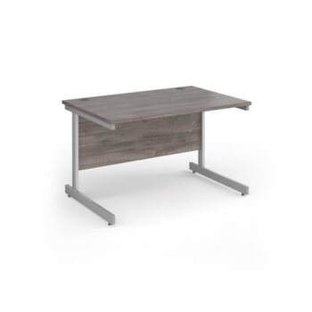 Contract 25 straight desk with silver cantilever leg 1200mm x 800mm - Grey Oak Top - CC12S-S-GO
