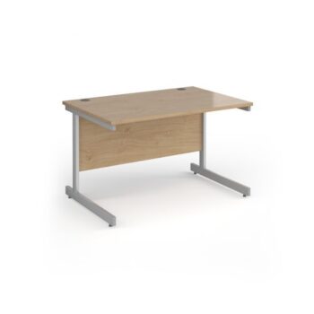 Contract 25 straight desk with silver cantilever leg 1200mm x 800mm - Kendal Oak Top - CC12S-S-KO