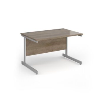 Contract 25 straight desk with silver cantilever leg 1200mm x 800mm - Nebraska Oak Top - CC12S-S-NO