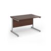 Contract 25 straight desk with silver cantilever leg 1200mm x 800mm - Walnut top - CC12S-S-W