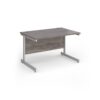 Contract 25 straight desk with white cantilever leg 1200mm x 800mm - Grey Oak Top - CC12S-WH-GO