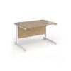 Contract 25 straight desk with white cantilever leg 1200mm x 800mm - Kendal Oak Top - CC12S-WH-KO