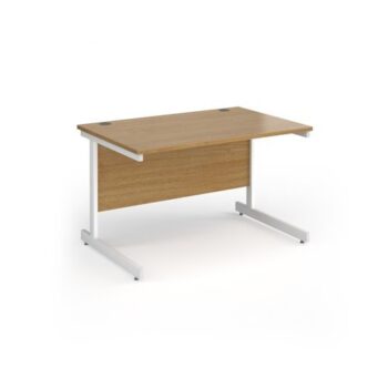 Contract 25 straight desk with white cantilever leg 1200mm x 800mm - Oak Top - CC12S-WH-O