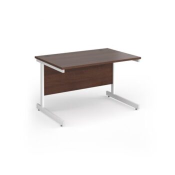 Contract 25 straight desk with white cantilever leg 1200mm x 800mm - Walnut top - CC12S-WH-W