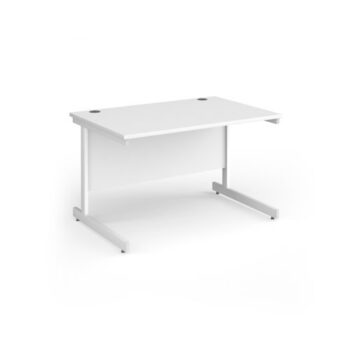 Contract 25 straight desk with white cantilever leg 1200mm x 800mm - White Top - CC12S-WH-WH
