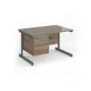 Contract 25 straight desk with 2 drawer pedestal and graphite cantilever leg 1200mm x 800mm - Nebraska Oak Top - CC12S2-G-NO