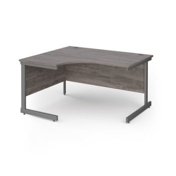 Contract 25 left hand ergonomic desk with graphite cantilever leg 1400mm - Grey Oak Top - CC14EL-G-GO