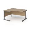 Contract 25 left hand ergonomic desk with graphite cantilever leg 1400mm - Kendal Oak Top - CC14EL-G-KO