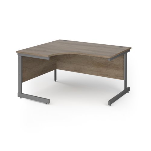 Contract 25 left hand ergonomic desk with graphite cantilever leg 1400mm - Nebraska Oak Top - CC14EL-G-NO