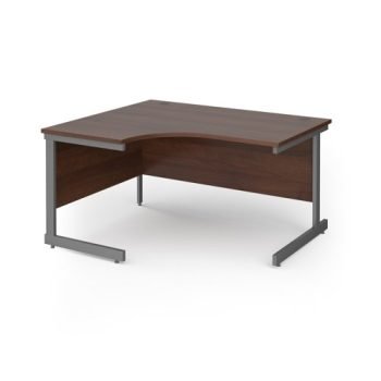 Contract 25 left hand ergonomic desk with graphite cantilever leg 1400mm - Walnut top - CC14EL-G-W