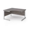 Contract 25 left hand ergonomic desk with silver cantilever leg 1400mm - Grey Oak Top - CC14EL-S-GO