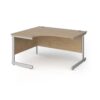 Contract 25 left hand ergonomic desk with silver cantilever leg 1400mm - Kendal Oak Top - CC14EL-S-KO