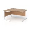 Contract 25 left hand ergonomic desk with white cantilever leg 1400mm - Beech top - CC14EL-WH-B