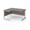 Contract 25 left hand ergonomic desk with white cantilever leg 1400mm - Grey Oak Top - CC14EL-WH-GO