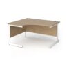 Contract 25 left hand ergonomic desk with white cantilever leg 1400mm - Kendal Oak Top - CC14EL-WH-KO