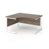 Contract 25 left hand ergonomic desk with white cantilever leg 1400mm - Nebraska Oak Top - CC14EL-WH-NO