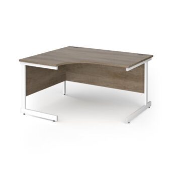 Contract 25 left hand ergonomic desk with white cantilever leg 1400mm - Nebraska Oak Top - CC14EL-WH-NO