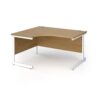 Contract 25 left hand ergonomic desk with white cantilever leg 1400mm - Oak Top - CC14EL-WH-O