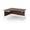 Contract 25 left hand ergonomic desk with white cantilever leg 1400mm - Walnut top - CC14EL-WH-W