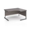 Contract 25 right hand ergonomic desk with graphite cantilever leg 1400mm - Grey Oak Top - CC14ER-G-GO
