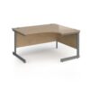 Contract 25 right hand ergonomic desk with graphite cantilever leg 1400mm - Kendal Oak Top - CC14ER-G-KO