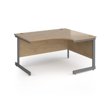 Contract 25 right hand ergonomic desk with graphite cantilever leg 1400mm - Kendal Oak Top - CC14ER-G-KO