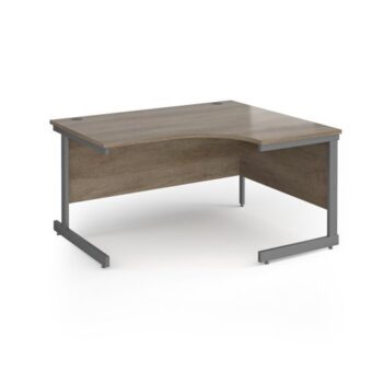 Contract 25 right hand ergonomic desk with graphite cantilever leg 1400mm - Nebraska Oak Top - CC14ER-G-NO