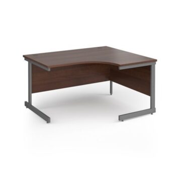 Contract 25 right hand ergonomic desk with graphite cantilever leg 1400mm - Walnut top - CC14ER-G-W