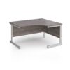 Contract 25 right hand ergonomic desk with silver cantilever leg 1400mm - Grey Oak Top - CC14ER-S-GO