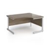 Contract 25 right hand ergonomic desk with silver cantilever leg 1400mm - Nebraska Oak Top - CC14ER-S-NO