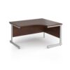 Contract 25 right hand ergonomic desk with silver cantilever leg 1400mm - Walnut top - CC14ER-S-W