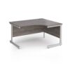 Contract 25 right hand ergonomic desk with white cantilever leg 1400mm - Grey Oak Top - CC14ER-WH-GO