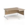 Contract 25 right hand ergonomic desk with white cantilever leg 1400mm - Kendal Oak Top - CC14ER-WH-KO