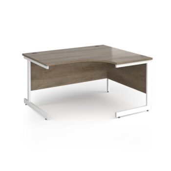 Contract 25 right hand ergonomic desk with white cantilever leg 1400mm - Nebraska Oak Top - CC14ER-WH-NO
