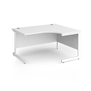 Contract 25 right hand ergonomic desk with white cantilever leg 1400mm - White Top - CC14ER-WH-WH