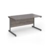 Contract 25 straight desk with graphite cantilever leg 1400mm x 800mm - Grey Oak Top - CC14S-G-GO