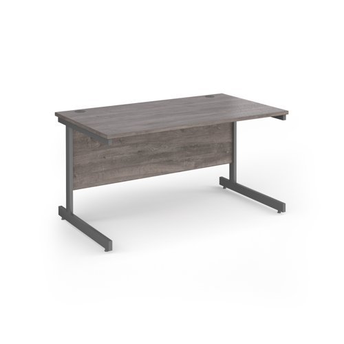 Contract 25 straight desk with graphite cantilever leg 1400mm x 800mm - Grey Oak Top - CC14S-G-GO