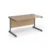 Contract 25 straight desk with graphite cantilever leg 1400mm x 800mm - Kendal Oak Top - CC14S-G-KO