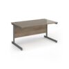 Contract 25 straight desk with graphite cantilever leg 1400mm x 800mm - Nebraska Oak Top - CC14S-G-NO
