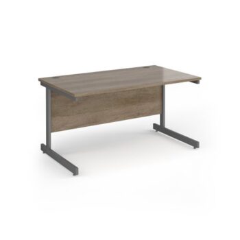 Contract 25 straight desk with graphite cantilever leg 1400mm x 800mm - Nebraska Oak Top - CC14S-G-NO