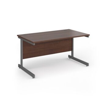 Contract 25 straight desk with graphite cantilever leg 1400mm x 800mm - Walnut top - CC14S-G-W