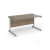 Contract 25 straight desk with silver cantilever leg 1400mm x 800mm - Nebraska Oak Top - CC14S-S-NO