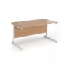 Contract 25 straight desk with white cantilever leg 1400mm x 800mm - Beech top - CC14S-WH-B