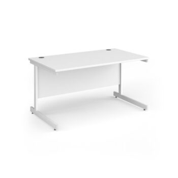 Contract 25 straight desk with white cantilever leg 1400mm x 800mm - White Top - CC14S-WH-WH