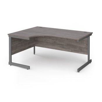Contract 25 left hand ergonomic desk with graphite cantilever leg 1600mm - Grey Oak Top - CC16EL-G-GO