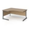 Contract 25 left hand ergonomic desk with graphite cantilever leg 1600mm - Kendal Oak Top - CC16EL-G-KO